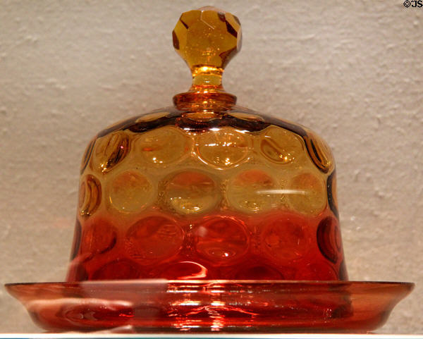 Amberina cheese dish (1883-8) by New England Glass Co. of Cambridge, MA at Corning Museum of Glass. Corning, NY.