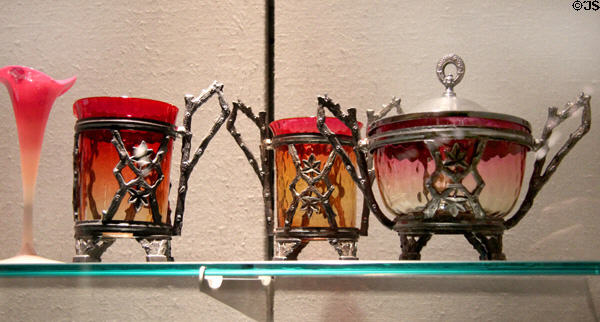 Amberina table set (1883-8) by New England Glass Co. of Cambridge, MA at Corning Museum of Glass. Corning, NY.