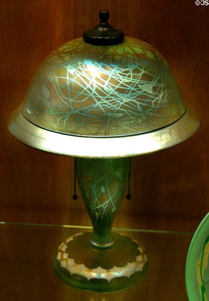 Steuben iridescent glass lamp at Corning Museum of Glass. Corning, NY.