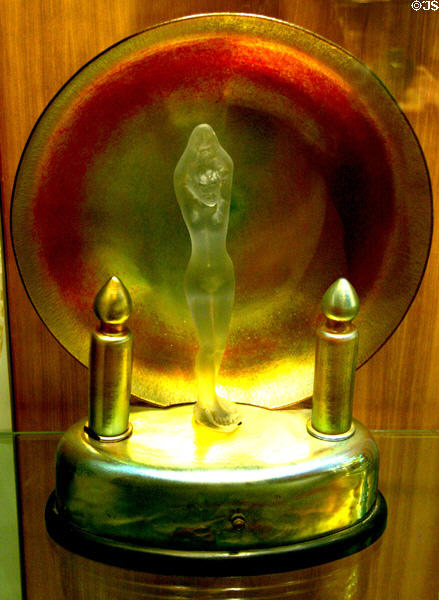 Steuben iridescent glass lamp at Corning Museum of Glass. Corning, NY.