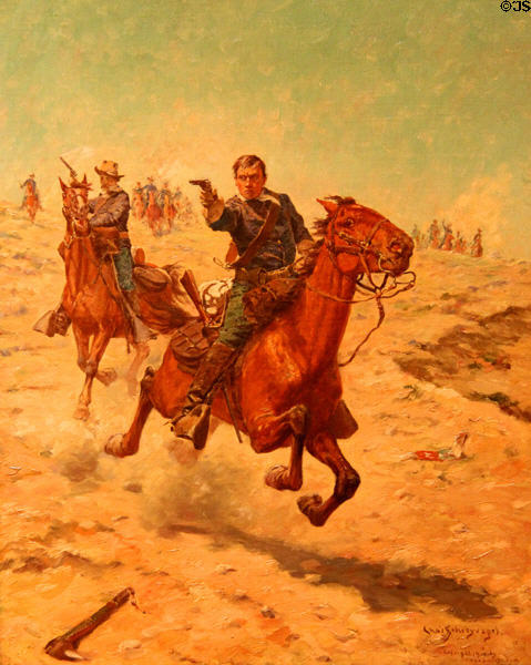 Dead Sure painting (1902) by Charles Schreyvogel at Rockwell Museum of Art. Corning, NY.