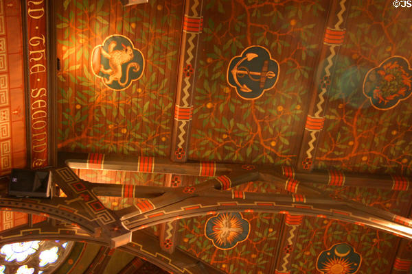 Ceiling details of Sage Chapel on Cornell Campus. Ithaca, NY.