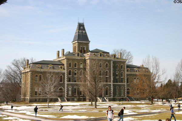 John McGraw Hall (1868) on Cornell Campus. Ithaca, NY. Style: Second Empire. Architect: Archimedes N. Russell.