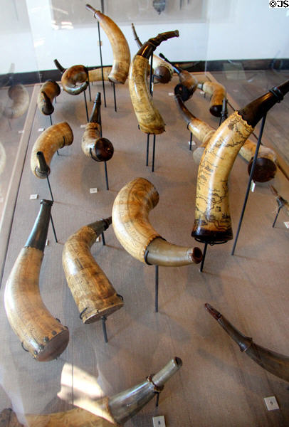 Collection of powder horns at Fort Ticonderoga. Ticonderoga, NY.