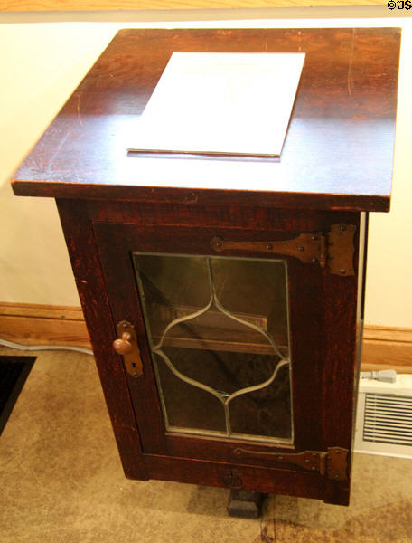 Roycroft cabinet with glass door at Roycroft Campus Powerhouse. East Aurora, NY.