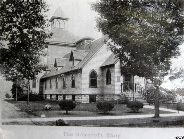 Photo of original Roycroft print shop at Roycroft Inn. East Aurora, NY.