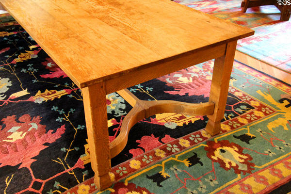 Roycroft table in lobby on carpet at Roycroft Inn. East Aurora, NY.
