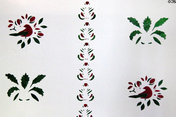 Stenciled bird design on wall of Millard Fillmore House copied from designs of Moses Eaton. East Aurora, NY.