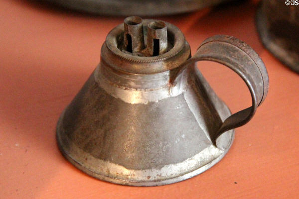 Tin whale oil lamp at Millard Fillmore House. East Aurora, NY.