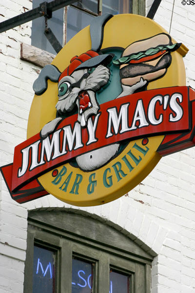 Rabbit on restaurant sign in High Falls Historic District. Rochester, NY.