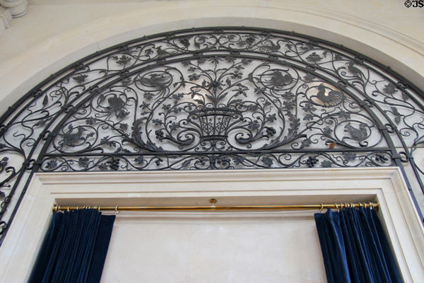 Decorative metal work framing dining room entrance in conservatory at Eastman House. Rochester, NY.