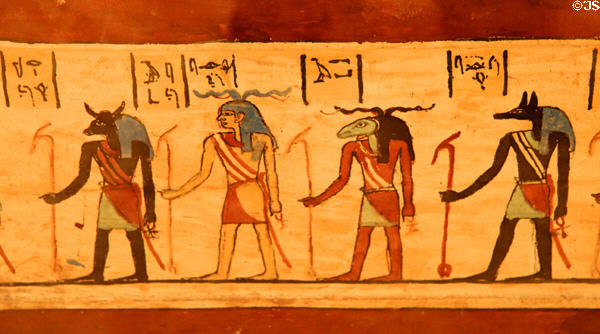 Detail of Egyptian coffin of Pa-Debehu-Aset (Ptolemaic Period 332-30 BCE) at Memorial Art Gallery. Rochester, NY.
