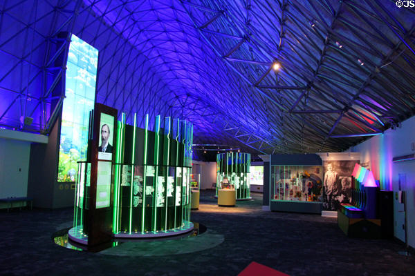 Toy Hall of Fame in triodetic space frame interior at The Strong National Museum of Play. Rochester, NY.