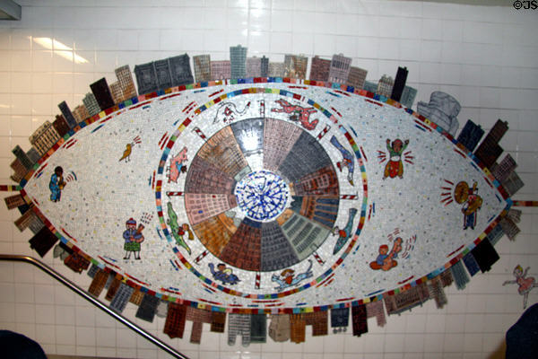 Mosaic art in 86th St. subway station. New York, NY.