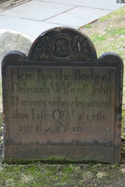 Tombstone (1761) with angel in Trinity Church. New York, NY.