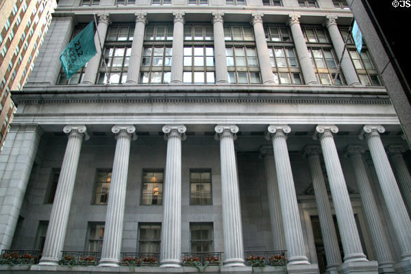 Neoclassical columns of former Regent Wall Street Hotel. New York, NY.