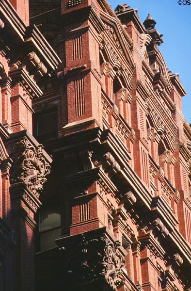 Terra Cotta details of heritage Potter Building on Park Row opposite City Hall. New York, NY.