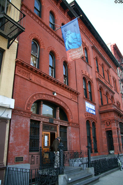 Ottendorfer Branch of New York Free Circulating Library (1884) (135 Second Ave.). New York, NY. Architect: William Schickel. On National Register.