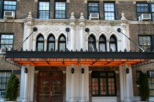 Apartment building with Gothic features (29 Washington Square West) where Eleanor Roosevelt once lived. New York, NY.