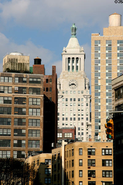 Tower of ConEdison [aka Consolidated Gas] Building seen from south. New York, NY.