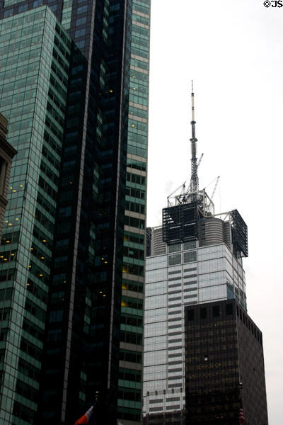 1540 Broadway (1990) (42 floors) & 4 Times Square towers on Times Square. New York, NY. Architect: Skidmore, Owings & Merrill LLP.