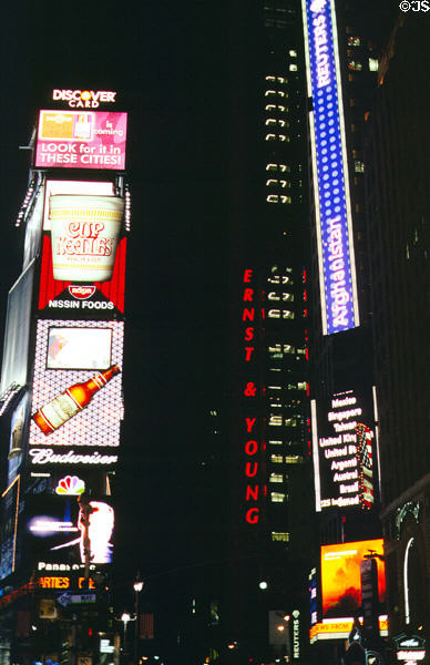 Times Square lights at night. New York, NY.