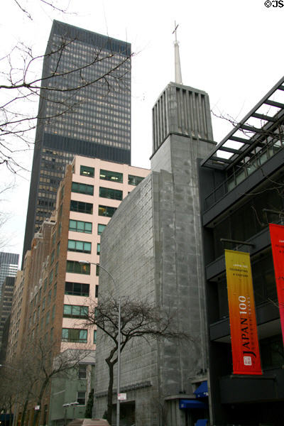 Dag Hammarskjold Plaza with One Dag Hammarskjold Plaza, Holy Family Church, & Japan Society. New York, NY.