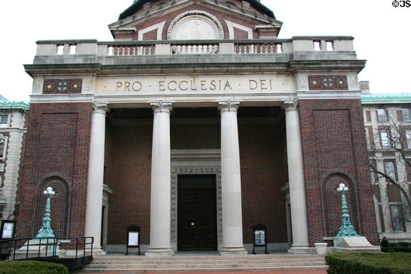 Facade of St. Paul's Chapel at Columbia University. New York, NY.