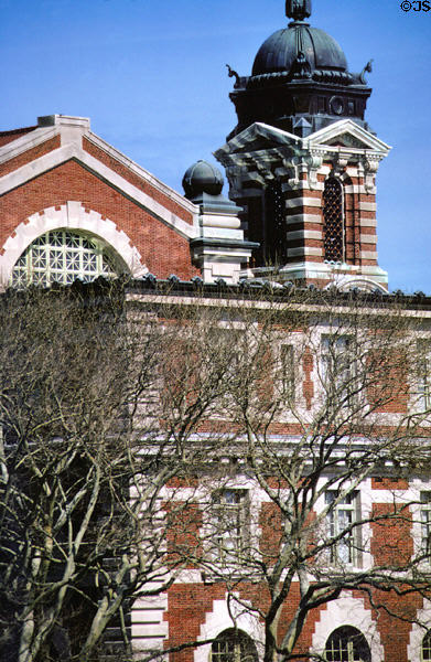 Facade details of Ellis Island architecture. New York, NY.