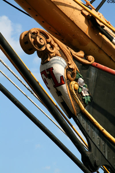 Figurehead of barque Peking at South Street Seaport Museum. New York, NY.