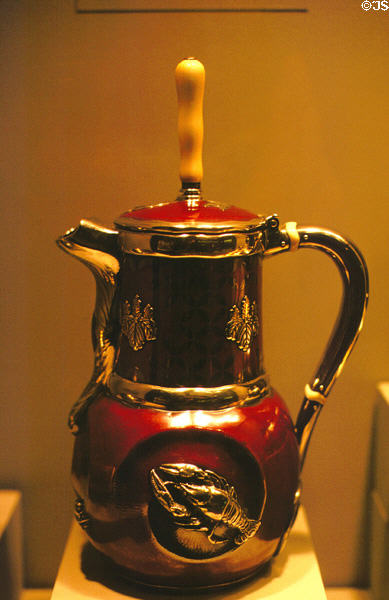 Copper & silver chocolate pot (c1879) by Tiffany at Brooklyn Museum. New York, NY.