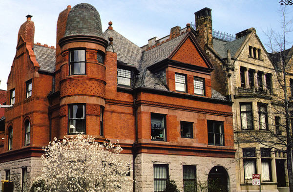 Red brick Queen Anne style building at 8th & Union in Brooklyn. New York, NY.