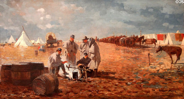 Rainy Day in Camp painting (1871) by Winslow Homer at Metropolitan Museum of Art. New York, NY.