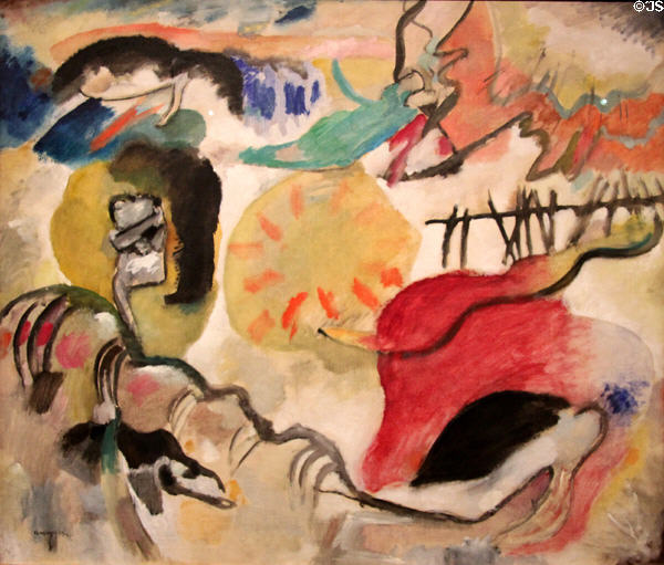 Improvisation 27 (Garden of Love II) painting (1912) by Wassily Kandinsky at Metropolitan Museum of Art. New York, NY.