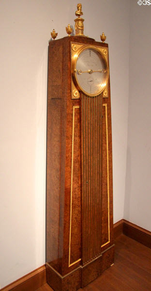 Egyptian revival Obelisk clock with Ben Franklin movement (c1785-90) case by David Roentgen & mechanism by Peter Kinzing of Germany at Metropolitan Museum of Art. New York, NY.