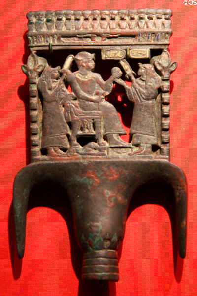 Bronze palm of a ceremonial fan from Egypt (1stC-2ndC CE) at Metropolitan Museum of Art. New York, NY.