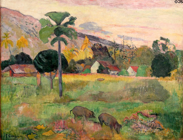 Haere Mai painting (1891) by Paul Gaugin at Guggenheim Museum. New York City, NY.