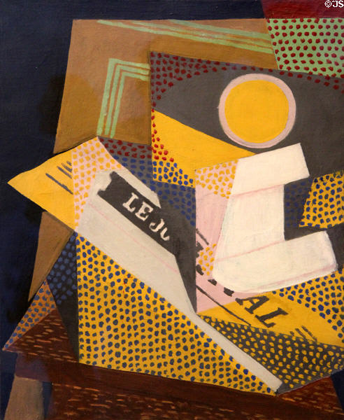 Newspaper & Fruit Dish painting (1916) by Juan Gris at Guggenheim Museum. New York City, NY.