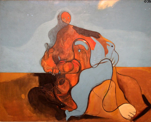The Kiss painting (1927) by Max Ernst at Guggenheim Museum. New York City, NY.