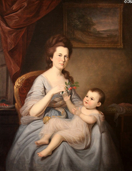 Mrs. David Forman (née Ann Marsh) & child portrait (c1785) by Charles Willson Peale at Brooklyn Museum. Brooklyn, NY.