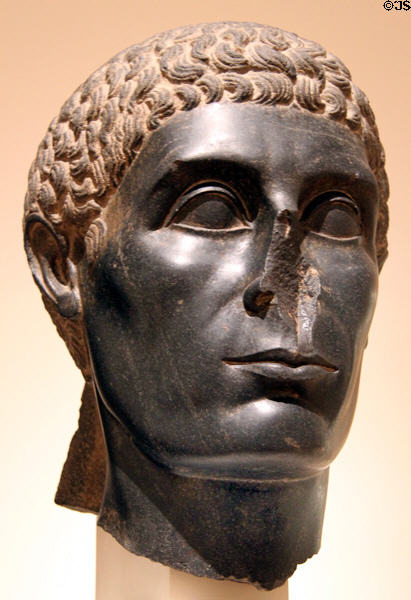 Egyptian stone head of official (c50 BCE / Ptolemaic Dynasty) at Brooklyn Museum. Brooklyn, NY.