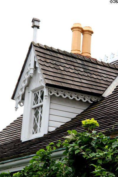 Gothic Revival gable atop Alice Austen House Museum. Staten Island, NY.
