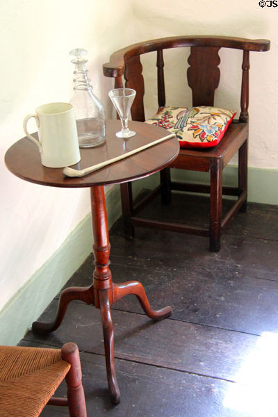 Small table & corner chair at Conference House. Staten Island, NY.