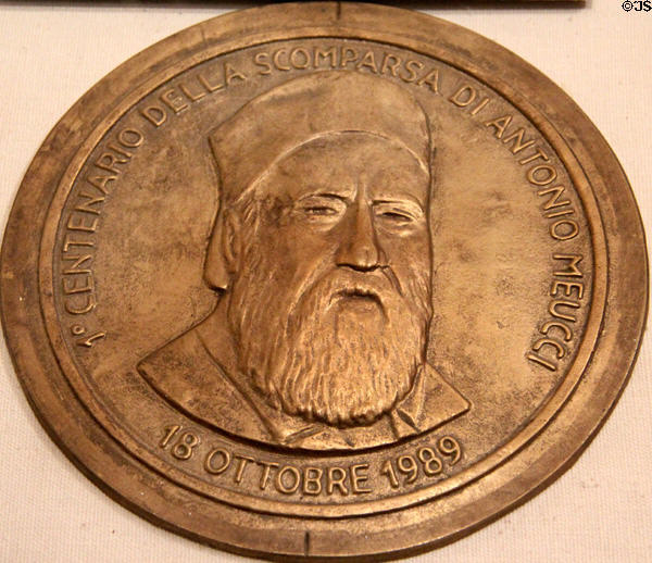 Medal marking Antonio Meucci at Garibaldi-Meucci Museum. Staten Island, NY.