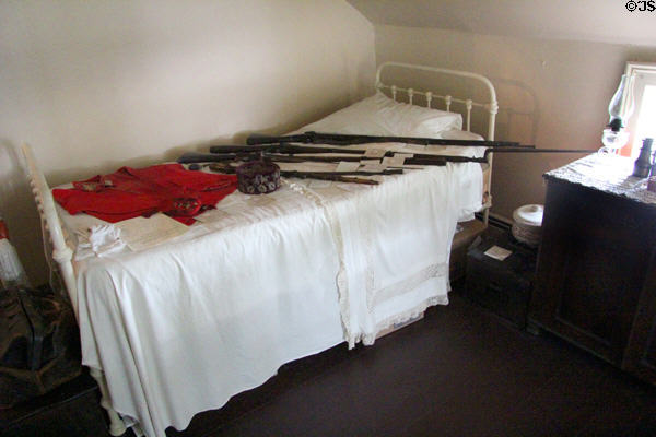 Giuseppe Garibaldi's bedroom with his objects at Garibaldi-Meucci Museum. Staten Island, NY.