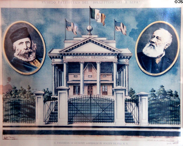 Garibaldi Memorial graphic at Historic Richmond Town Museum. Staten Island, NY.