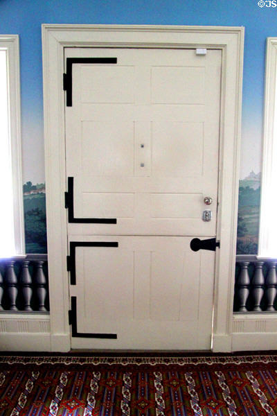 Interior of front dutch door with corner braces at Lindenwald. Kinderhook, NY.