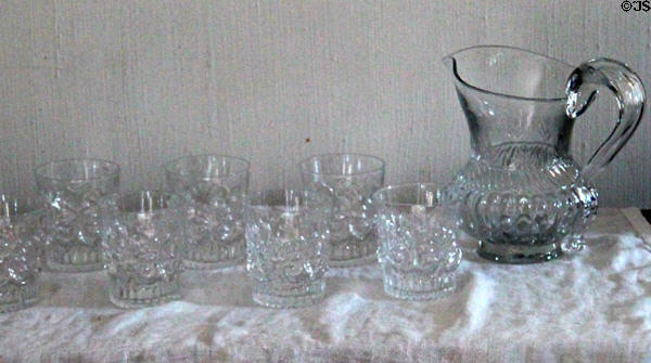 Drinking glasses & pitcher (c1840s) at Lindenwald. Kinderhook, NY.
