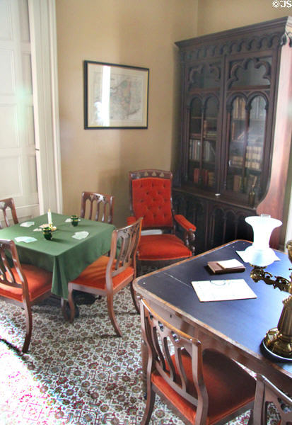 Library table & card table in library at Lindenwald. Kinderhook, NY.