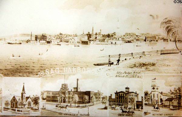 Details of etchings included in Sag Harbor scenes at Sag Harbor Whaling Museum. Sag Harbor, NY.